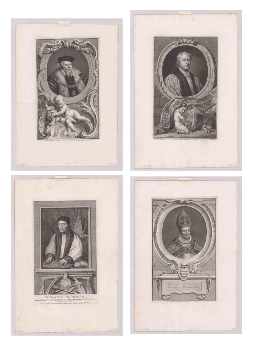 Circa 1743 Heads of Illustrious Persons GB (4): Circa 1743 Heads of Illustrious Persons of Great Britain by Thomas Birch. Printed for Knapton, London. Includes portrait engravings with tissue guard and bios for Francis Ruissel, John Tillotson, Will