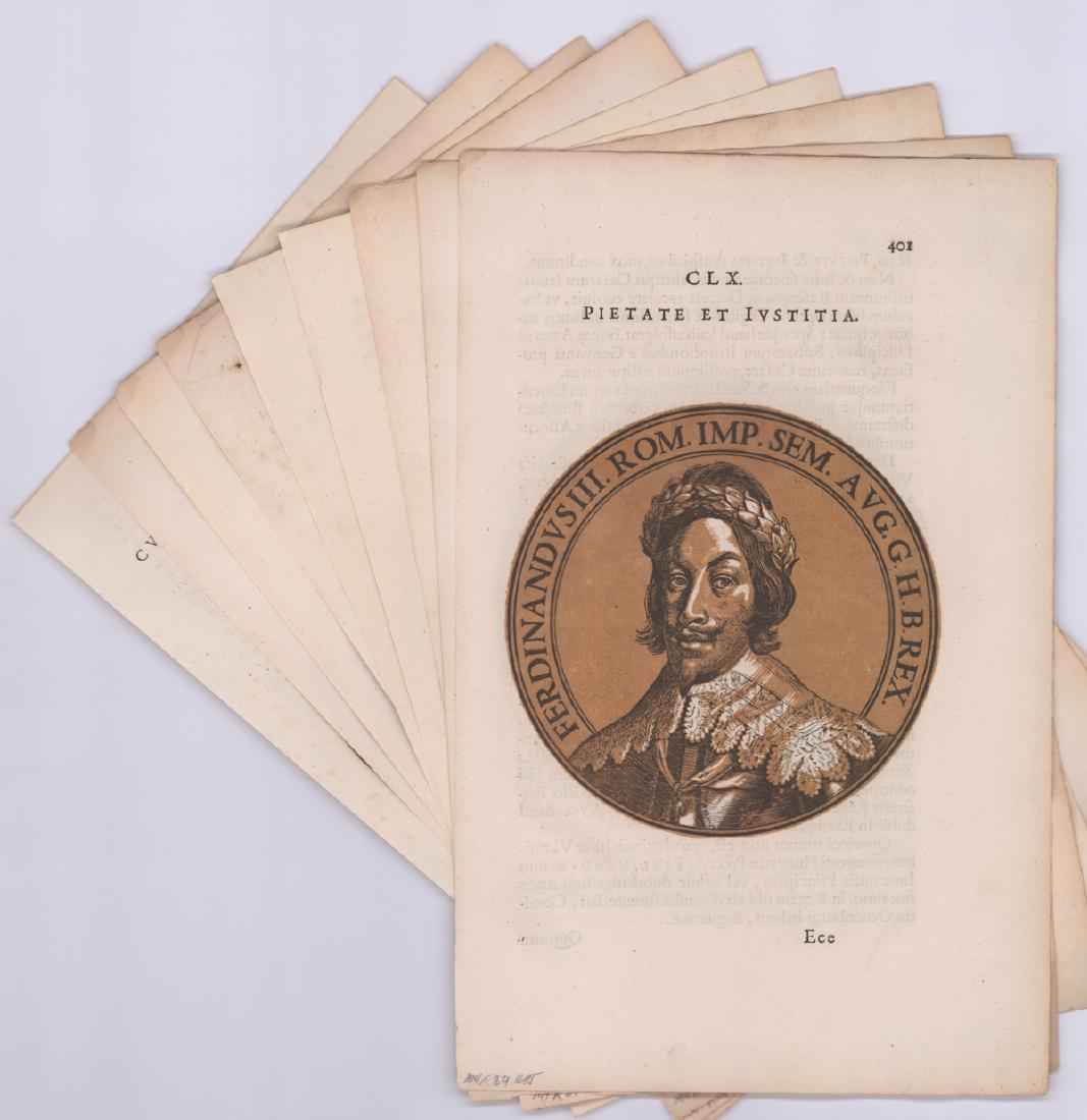 Ca.1695 Roman Icons (9 Leaves): Circa 1695 Roman Icons. Nine leaves, 18 pp. illustrated on laid paper. Measure 13.875 in. - 13.25 in. x 9 in. VG/VG-EX. Unframed, loose and not mounted or glued down. If lot is absent of a condition r