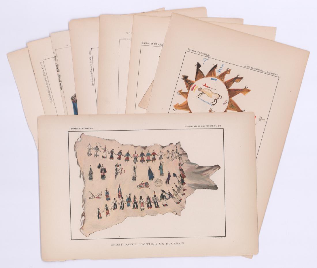 Antique Native American Color Prints (8): Eight Antique Native American Color Prints. Measure 11.25 x 7.5 and 7.5 in. x 11.25 in. Unframed, loose and not mounted or glued down. If lot is absent of a condition report a condition report may be