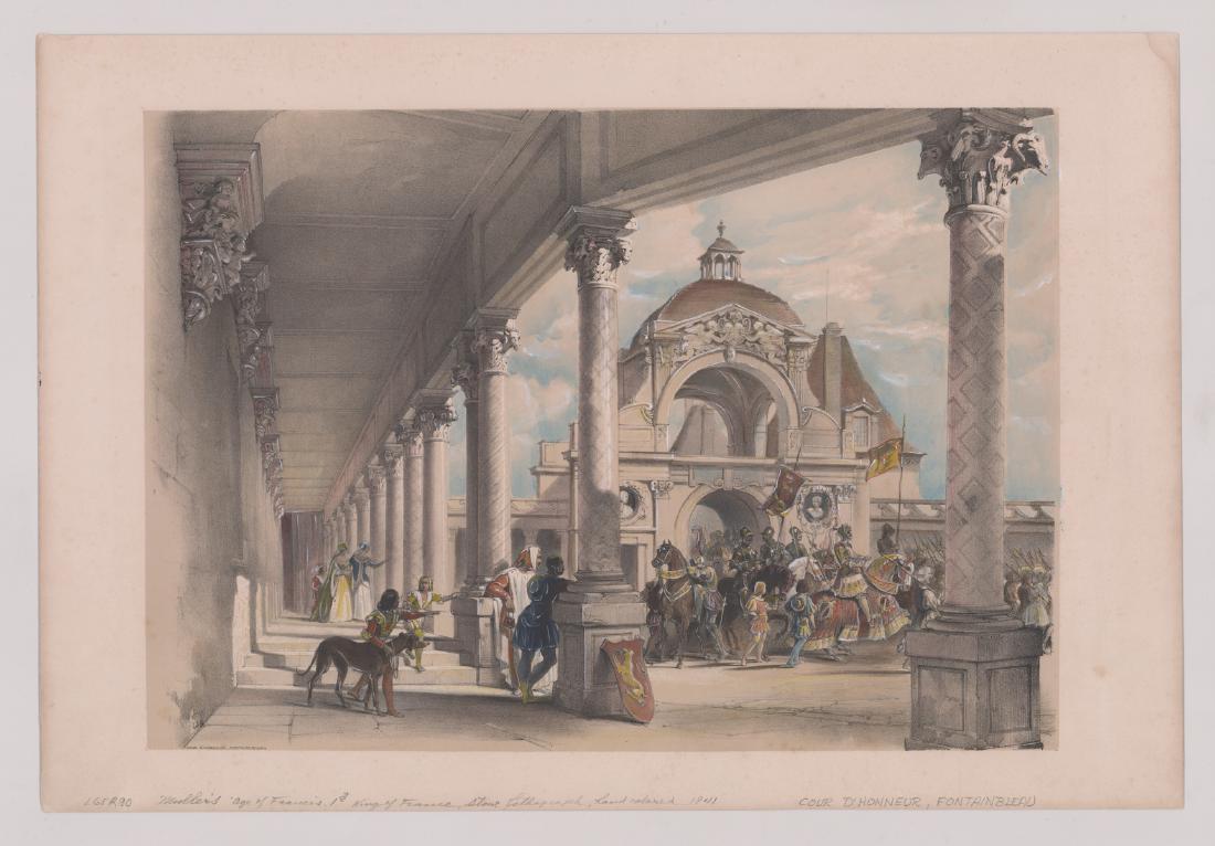 W. Muller 1841 'Cour D Honneur Fontainbleu' Litho (1 of 1)
