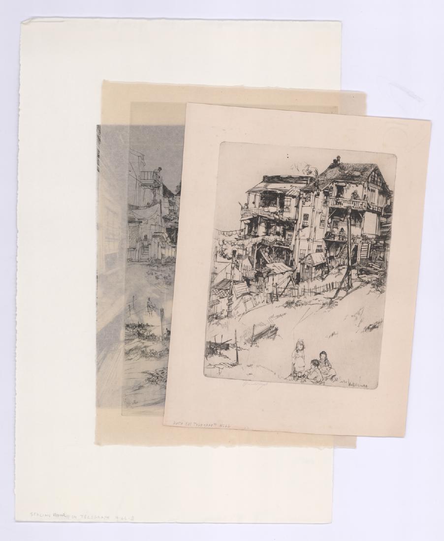 John W. Winkler Signed Etchings (3): John W. Winkler (Austrian/American, 1890 - 1979) group of three pencil signed etchings, one on laid paper. Signed 'Winkler JW' lower center. Includes: 'Rambling Tenements on Telegraph Hill', 'North En