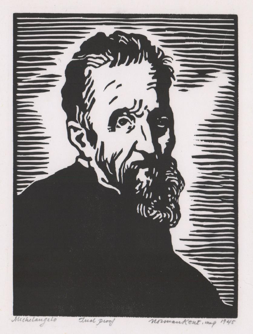 Norman Kent Signed Woodcut, Michelangelo (1 of 4)