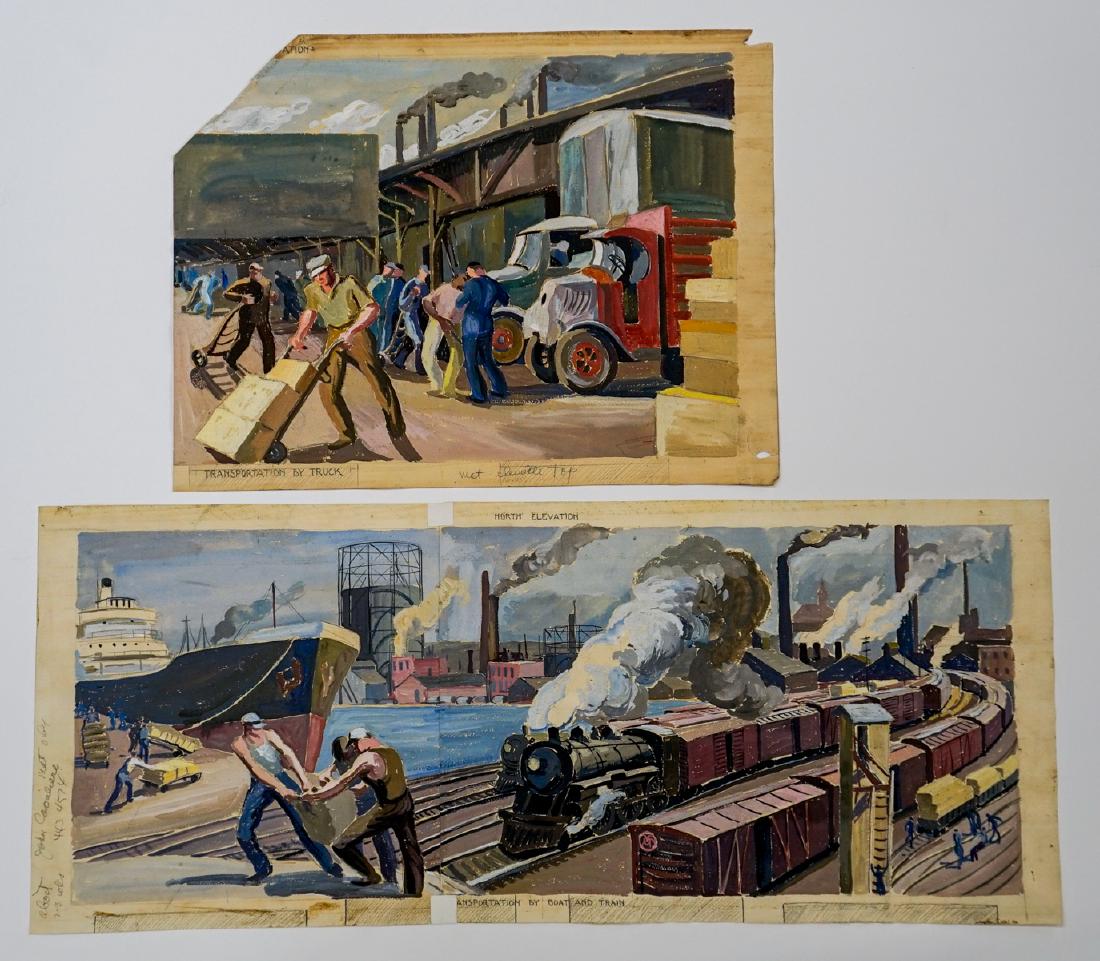 Two WPA Era Transportation Themed Paintings (1 of 8)