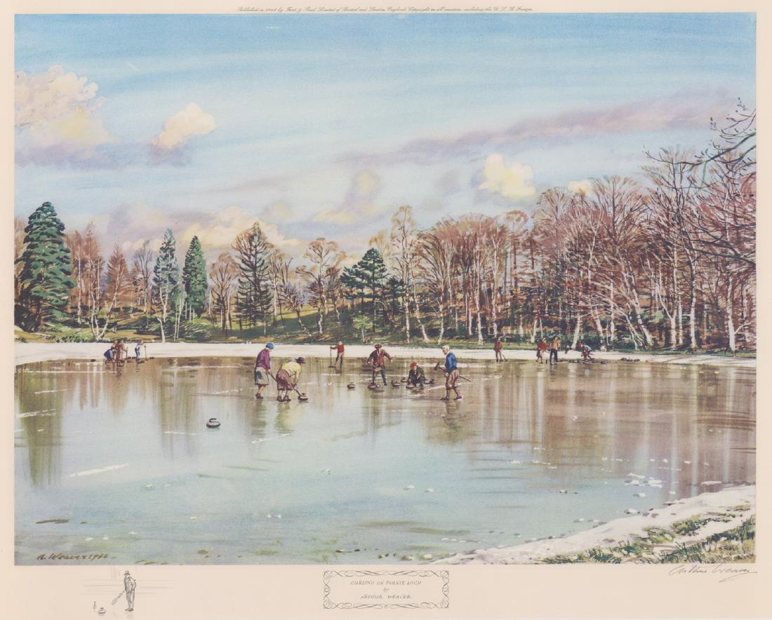 Arthur Weaver Signed and Numbered Print: Arthur Weaver signed and numbered print. Signed in pencil 'Arthur Weaver' lower right. Remarque of curler in pencil lower left margin. Stated in pencil to be 'Ltd. Signed Edition of 850' lower left at