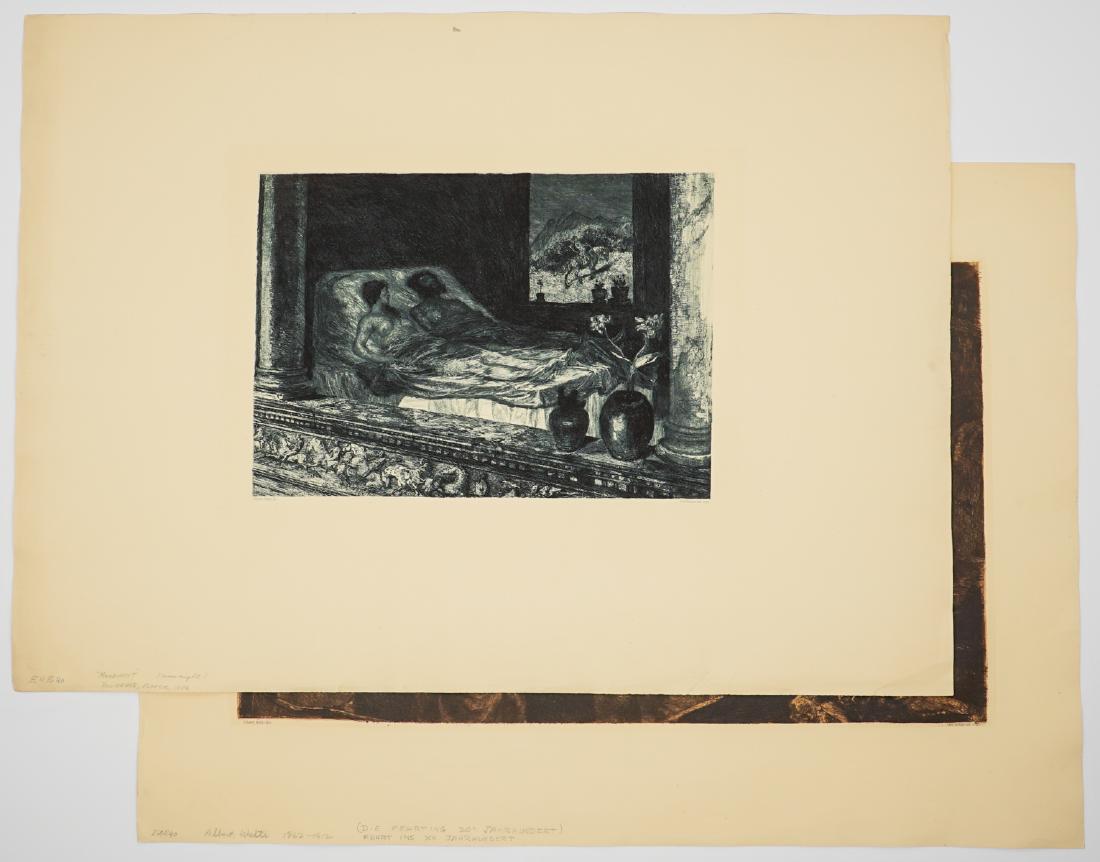 Albert Welti Large Etchings (2): Albert Welti large etchings (2). Both are signed in the plate lower left below image. One measures 15 in. x 24 in. plate size and the other 10.5 in. x 14.75 in. plate size. Image areas of both are in