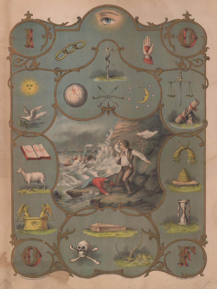 Odd Fellows Color Lithographic Poster, 1875 (1 of 3)