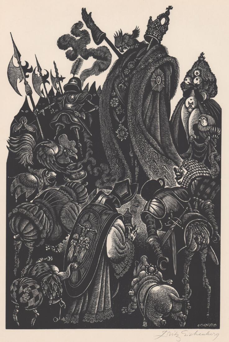 Fritz Eichenberg Woodcut Follies of the Court (1 of 4)