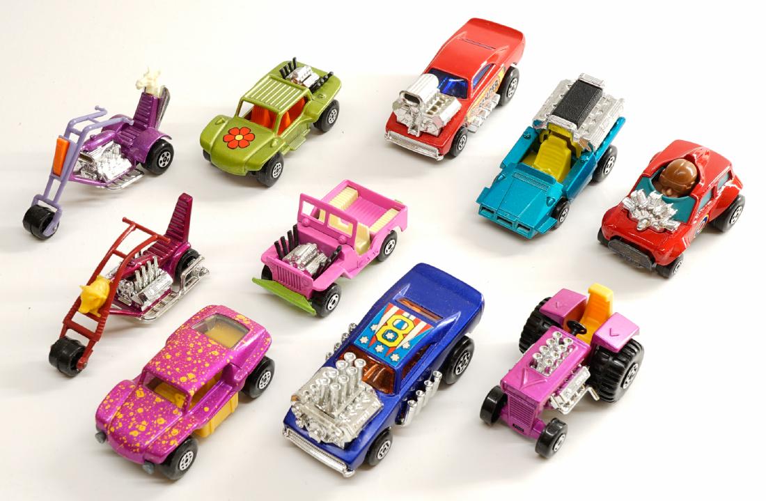 Matchbox Lesney Hot Rods (10): Matchbox Lesney group of (12) vehicles. All are Near Mint/Mint. One owner, these were purchased as collectibles by the consignor and not a toy. These have been handled only a few times. Condition repo