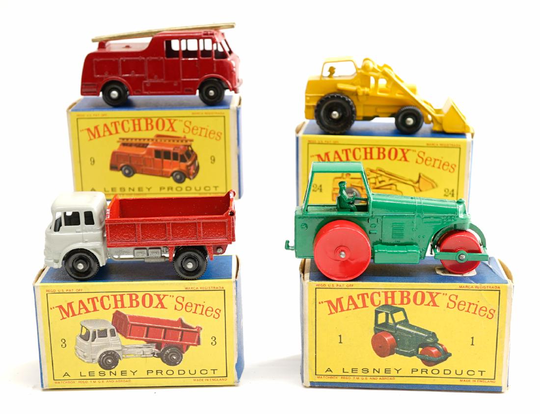 Matchbox Lesney Vehicles NMIB/MIB (4): Matchbox Lesney group of (4) vehicles. All are Near Mint/Mint in original boxes. Includes No.'s 1, 3, 9 and 24. One owner, these were purchased as collectibles by the consignor and not a toy. These ha