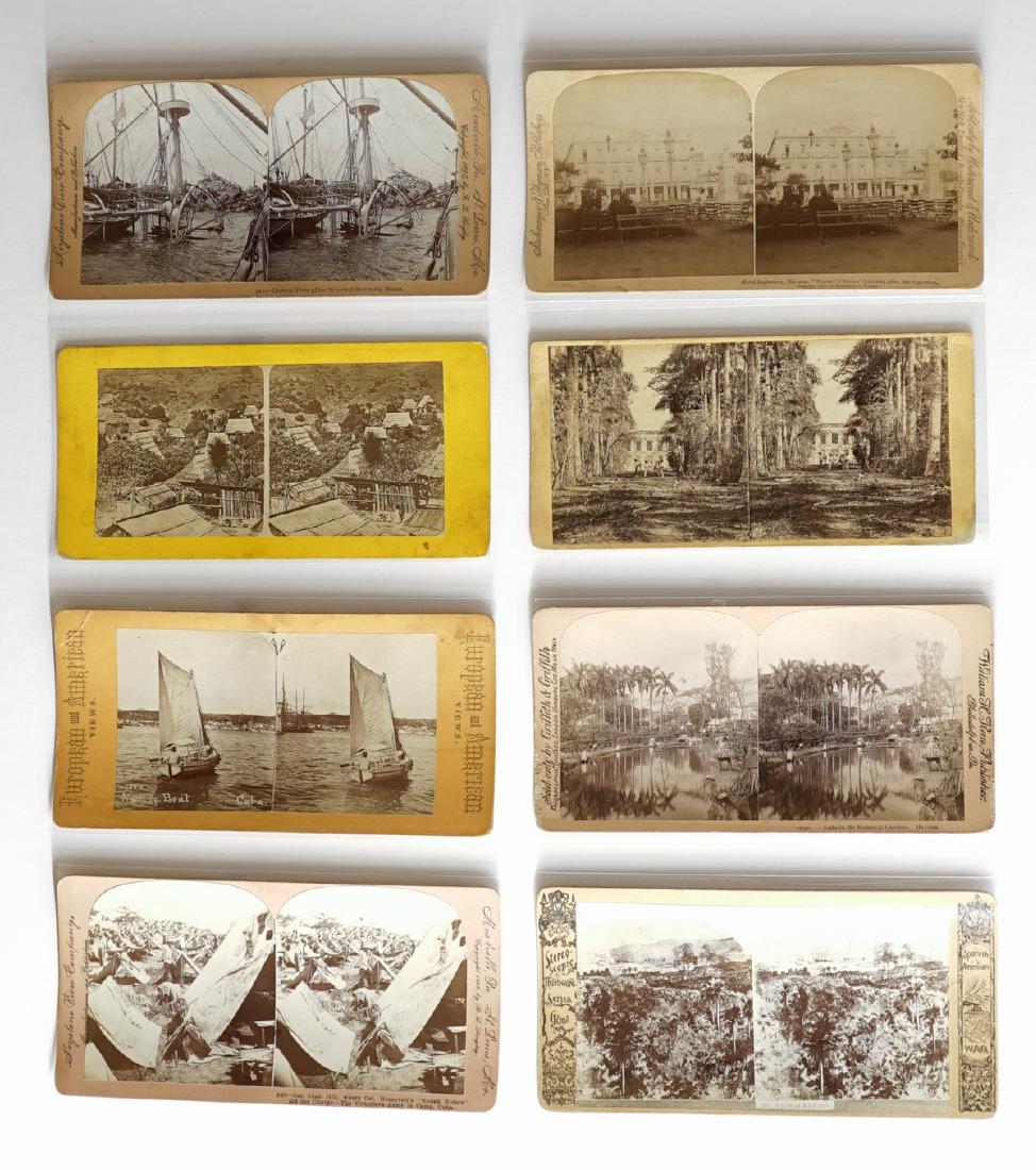 [Cuba] Antique Stereoviews (8): Cuba group of (8) antique stereoviews. Includes flat and slightly curved mounts. Provenance: Texas collection. If lot is absent of a condition report a condition report may be requested via email. Con