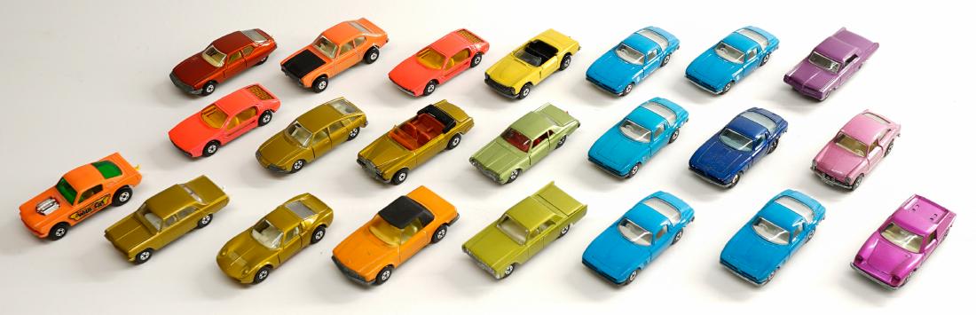 Matchbox Lesney Vehicles Near Mint (22): Matchbox Lesney group of (22) vehicles. All are EX+/NrMt to NrMt/Mt. One owner, these were purchased as collectibles by the consignor and not a toy. These have been handled only a few times. Condition