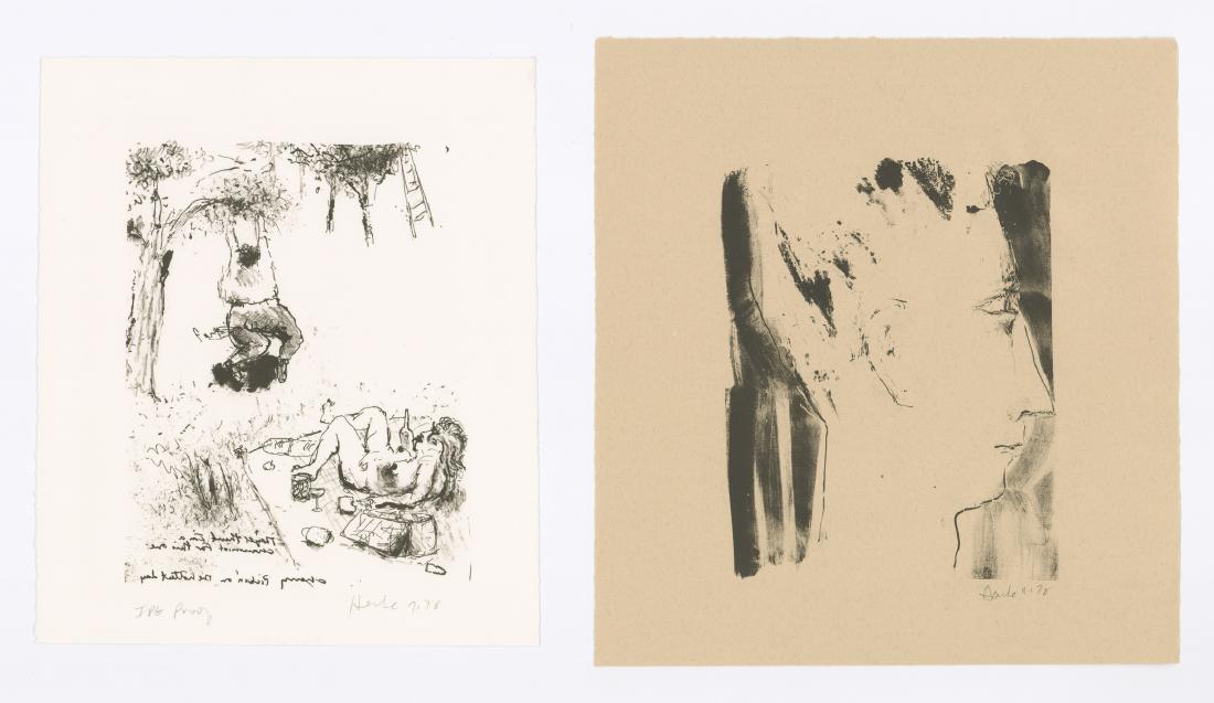 Dellas Henke Signed Lithographs (2): Two Dellas Henke (American) signed lithographs. One signed 'Henke 11.78' in pencil lower right. It measures 11.375-in. x 10.625-in. sheet size. The other is signed 'Henke 7.78' in pencil lower right. 