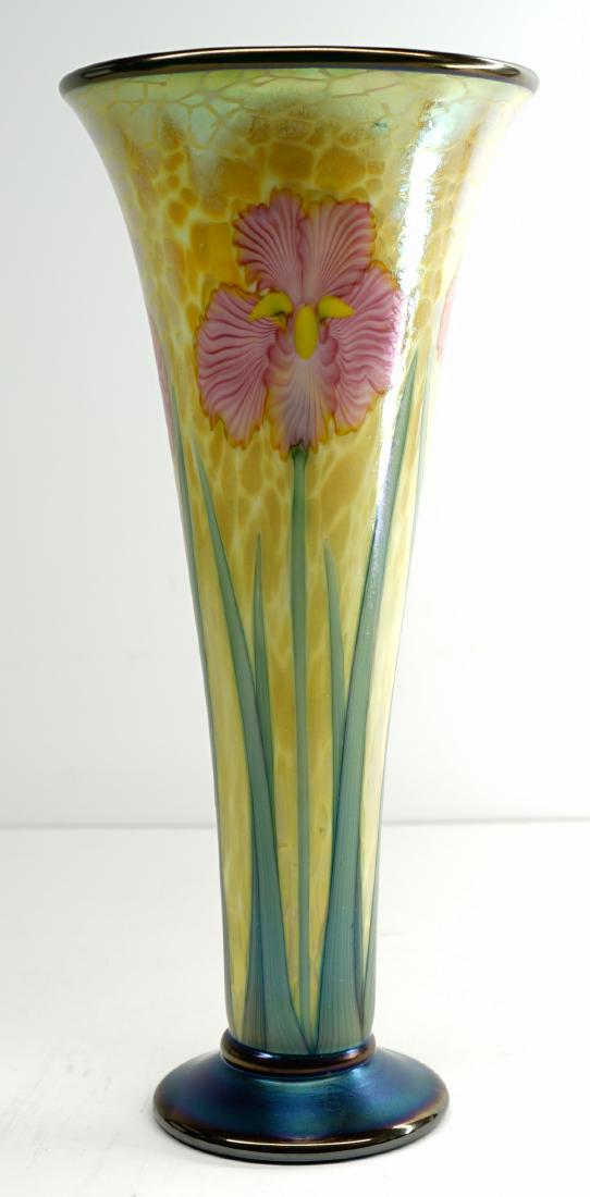 Orient and Flume Beyers and Sillars Large Vase: Orient and Flume tall signed vase. Signed Beyers and Sillars on base. Measures 14.5 in. x 6.375 in. Near Mint in Box/Mint in Box. If lot is absent of a condition report a condition report may be reque
