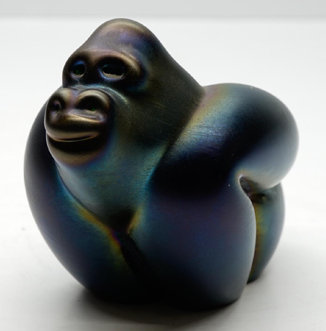Orient and Flume Gorilla Paperweight: Orient and Flume Gorilla paperweight. Measures 3.75 in. tall x 4.5 in. in length. Very good condition with some slight scuffing at crown of head. If lot is absent of a condition report a condition rep