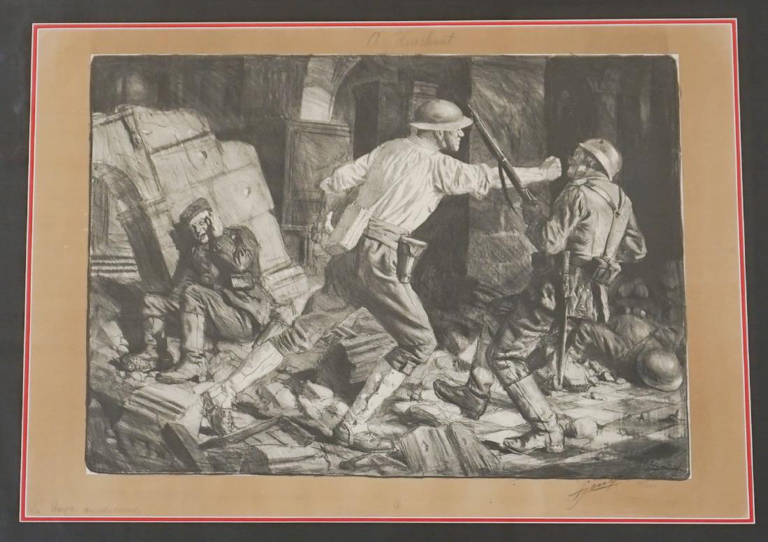 Lucien Hector Jonas Signed Lithograph: Lucien Hector Jonas (French 1880 - 1947) signed lithograph, framed. Signed by artist in lower right under image. Numbered '64/400' following signature. Title 'La Hope Americanine' in pencil lower left