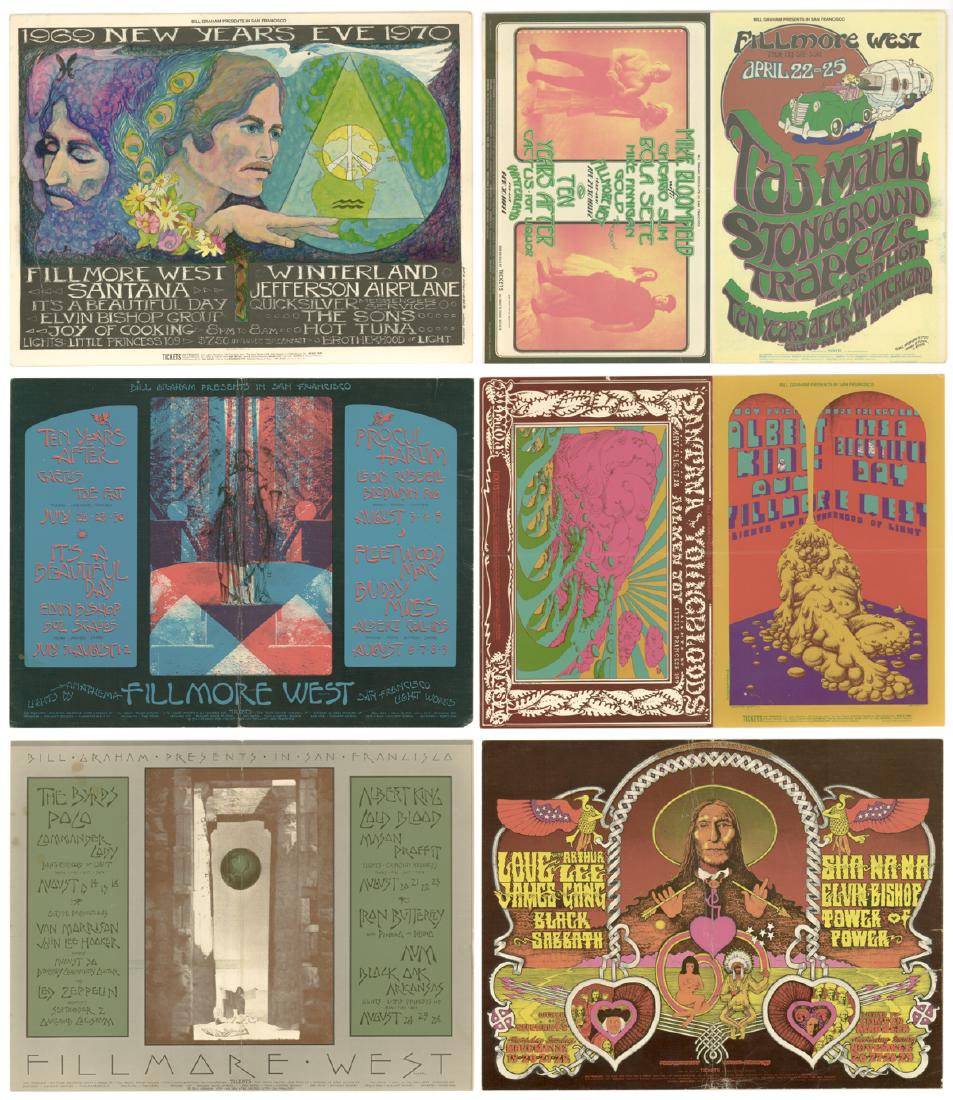 Bill Graham Rock and Roll Double Postcards (6) (1 of 1)