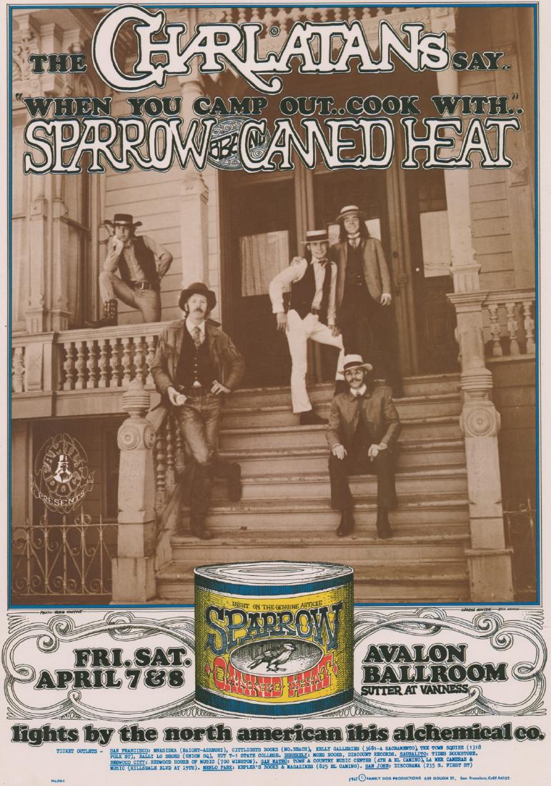 1967 Charlatans Family Dog Poster FD-56-1: 1967 Family Dog Avalon Ballroom 'Canned Heat' poster FD-56-1.Charlatans, Canned Heat. Artists: Rick Griffin, George Hunter. Measures 20 in. x 14 in. EX/EX+ condition. An original poster of the period 