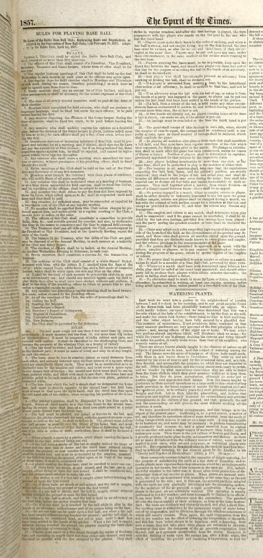 1857-58 Important Baseball Newspaper Content (1 of 9)