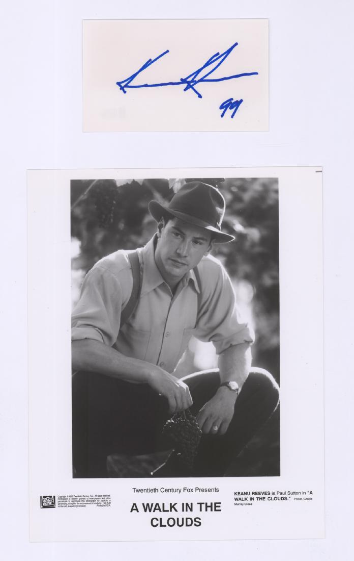 Keanu Reeves Signed Index Card with Photo BAS COA (1 of 2)