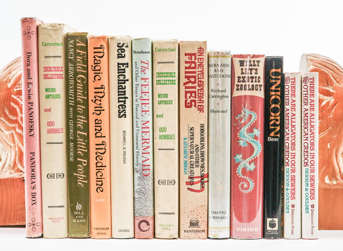 Myths, Legends and Lore (13) Books: Myths, Legends and Lore, group of thirteen books. Includes: 1) An Encyclopedia of Fairies by Katherine Briggs. 1976, softcover. 2) Willy Ley's Exotic Zoology. 1959, with dust jacket. 3) Unicorn Myth a