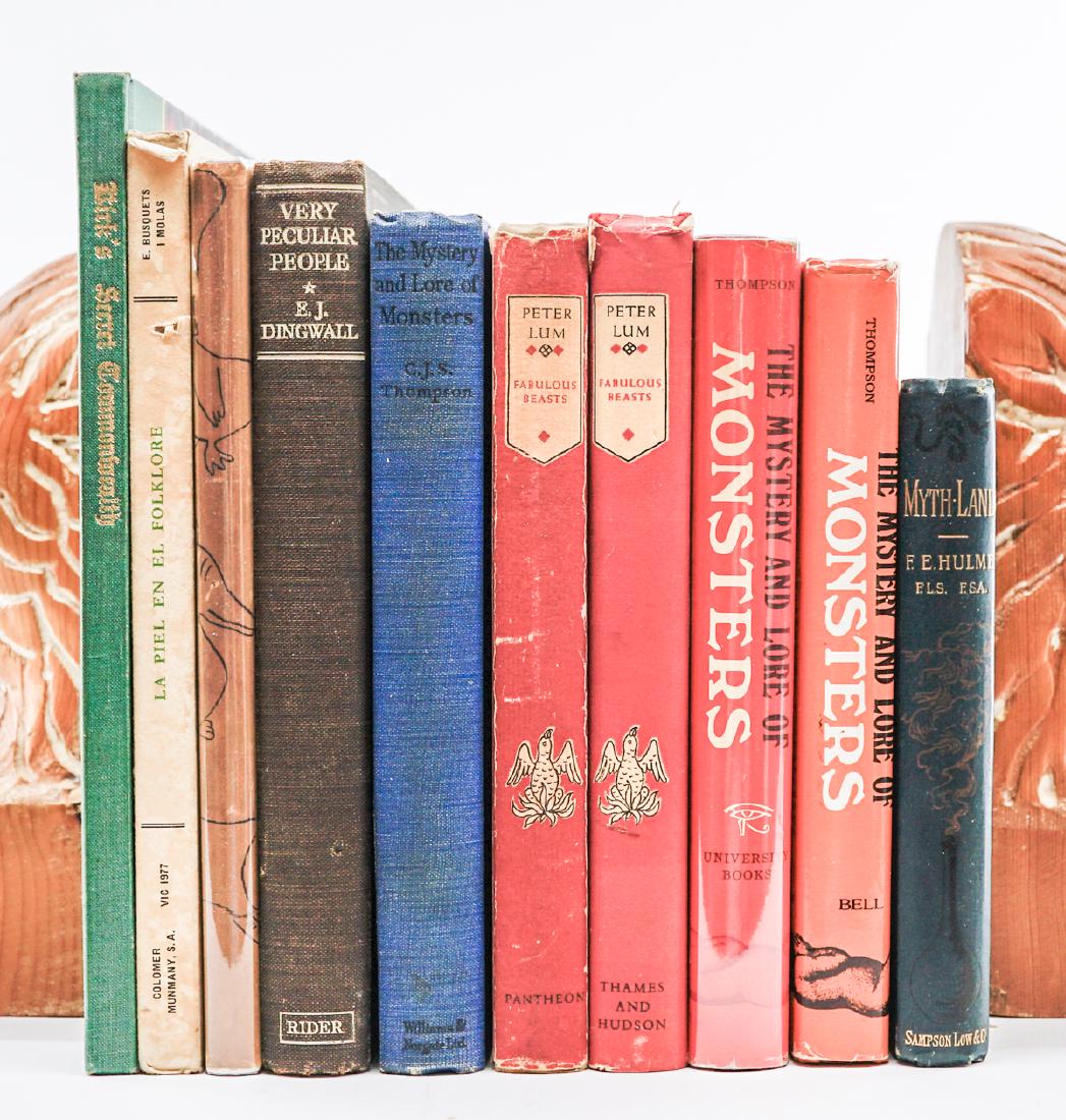 Myths, Legends and More Lore (10) Books: Myths, Legends and More Lore, group of ten books. Includes: 1) The Mystery and Lore of Monsters by C. J. S. Thompson. 1930 edition published by Williams & Norgate, London; 1968 edition, Bell Publishin