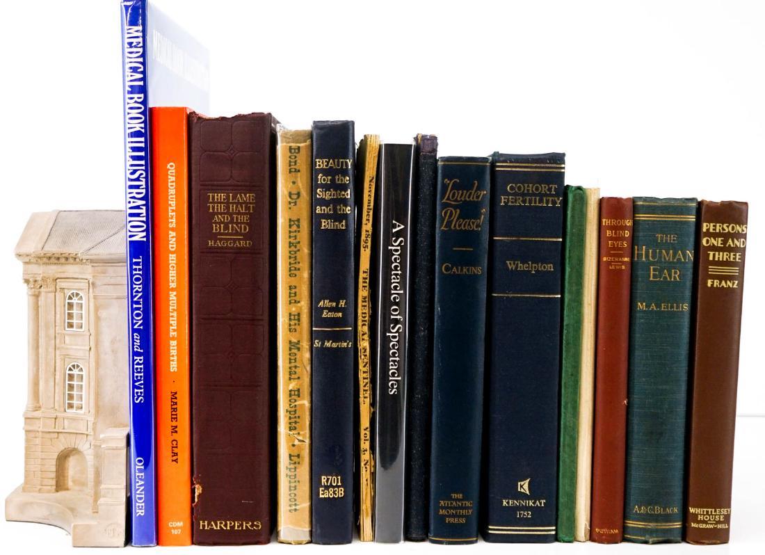 Medical and Medical Conditions (14) Books: Group of 14 medical and medical conditions books. Includes: 1) Surgical Delusions and Follies by John B. Roberts. 1884. Softcover between boards. 2) Medical Book Illustrations by Thornton and Reeves. 