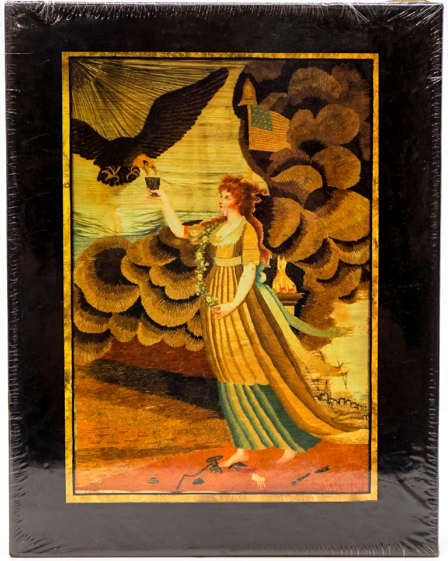 Girlhood Embroidery by Betty King 1993: PUBLISHER SEALED Girlhood Embroidery by Betty King. American Samplers and Pictorial Needlework 1650-1850. Set of two volumes in slipcase. Publisher sealed with price sticker on top edge. 1993. Knopf,