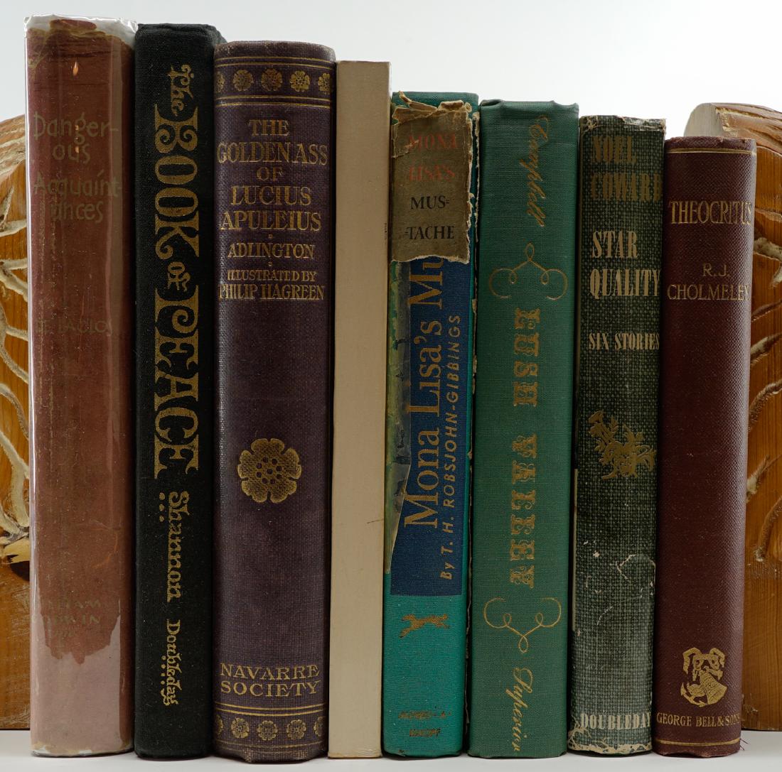 Literature (8) Books: Group of eight assorted literature books. Includes: 1) The Comeback by Jay Robinson. Uncorrected Pages. With forward by Bette Davis. 2) The Golden Ass of Lucius Apuleius. 1924. 3) Idylls of Theocritus