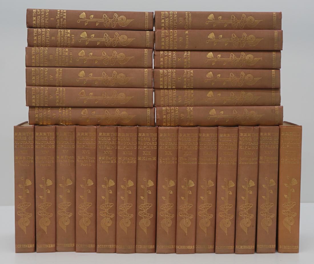 The Works of Rudyard Kipling 26 Volumes: The Works of Rudyard Kipling. 1913 - 1917. Twenty-six volumes. 1-26. Charles Scribner's Sons, New York. Illustrated. Includes The Jungle Book and The Second Jungle Book; Plain Tales from the Hills; Th