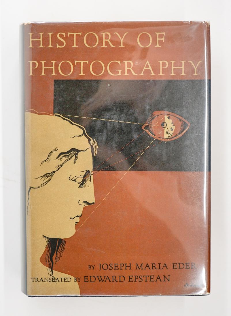 History of Photography by Eder 1945: History of Photography by Joseph Maria Eder, translated by Edward Epstean. 1945, fourth edition with dust jacket unclipped. Columbia University Press, New York. 860 pp. Blue boards with gilt design an