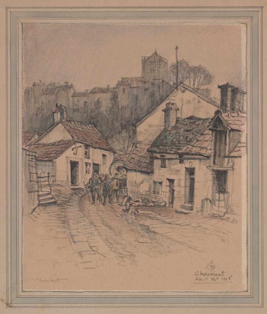 Jules Andre Smith Signed Color Original Drawing: Jules Andre Smith (Florida, Connecticut/Hong Kong 1880 - 1959) signed color original drawing. Signed 'J. Andre Smith' in pencil lower left. Illegible title and date (April 16, 1918) in pencil lower ri
