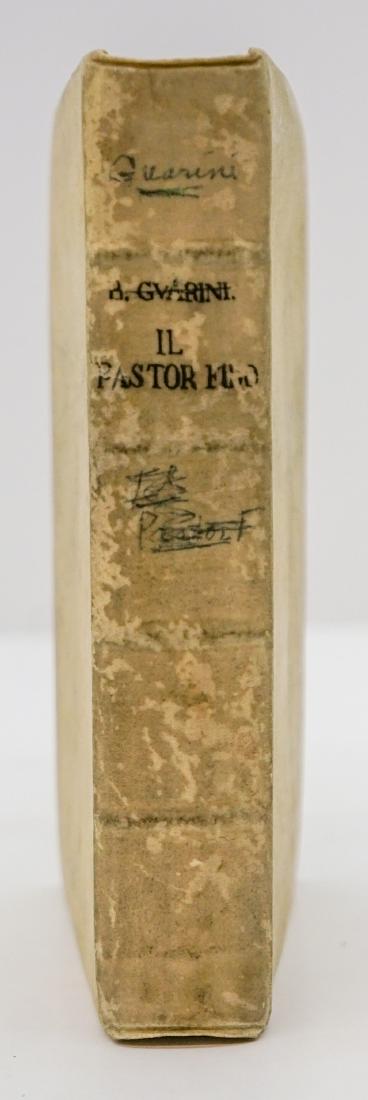 II Pastor Fido 1734 Battist. Guarini: II Pastor Fido, Tragicommedia Pastorale del Singor Cavalier Guarini. Gio. Battist. Guarini. 1734. Gio. Martino Gollner, In Giena. Frontispiece engraving, title page plus 495 pp. plus four additional e