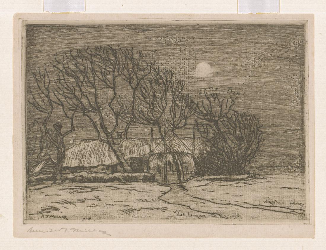 Addison Thomas Millar Signed Etching: Addison Thomas Millar (American 1860 - 1913) signed etching. Signed 'Addison T. Millar' in pencil lower left. Measures 5.5-in. x 7.875-in. sheet size. Measures 5.25-in. x 7-in. for image window cut in