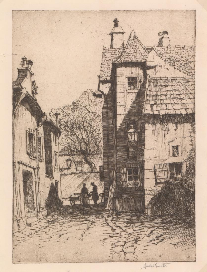 Jules Andre Smith Signed Lithograph: Jules Andre Smith (Chinese/American 1880 - 1959) signed lithograph. Signed 'Andre Smith' in pencil lower right. Measures 9-in. x 6.75-in. sheet size. Measures 8-in. x 5.875-in. for image window cut in