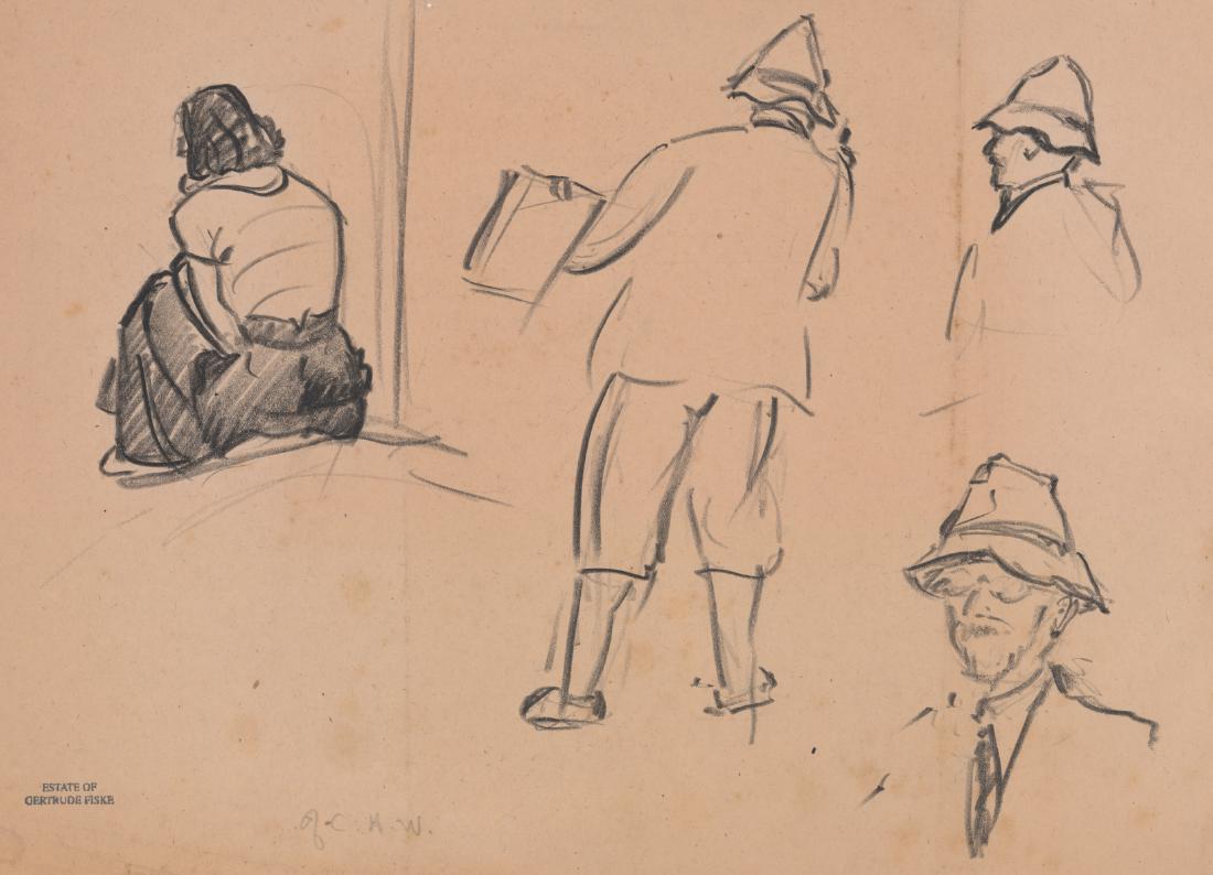 Gertrude Fiske and Charles Woodbury Crayon [Portrait] (1 of 4)