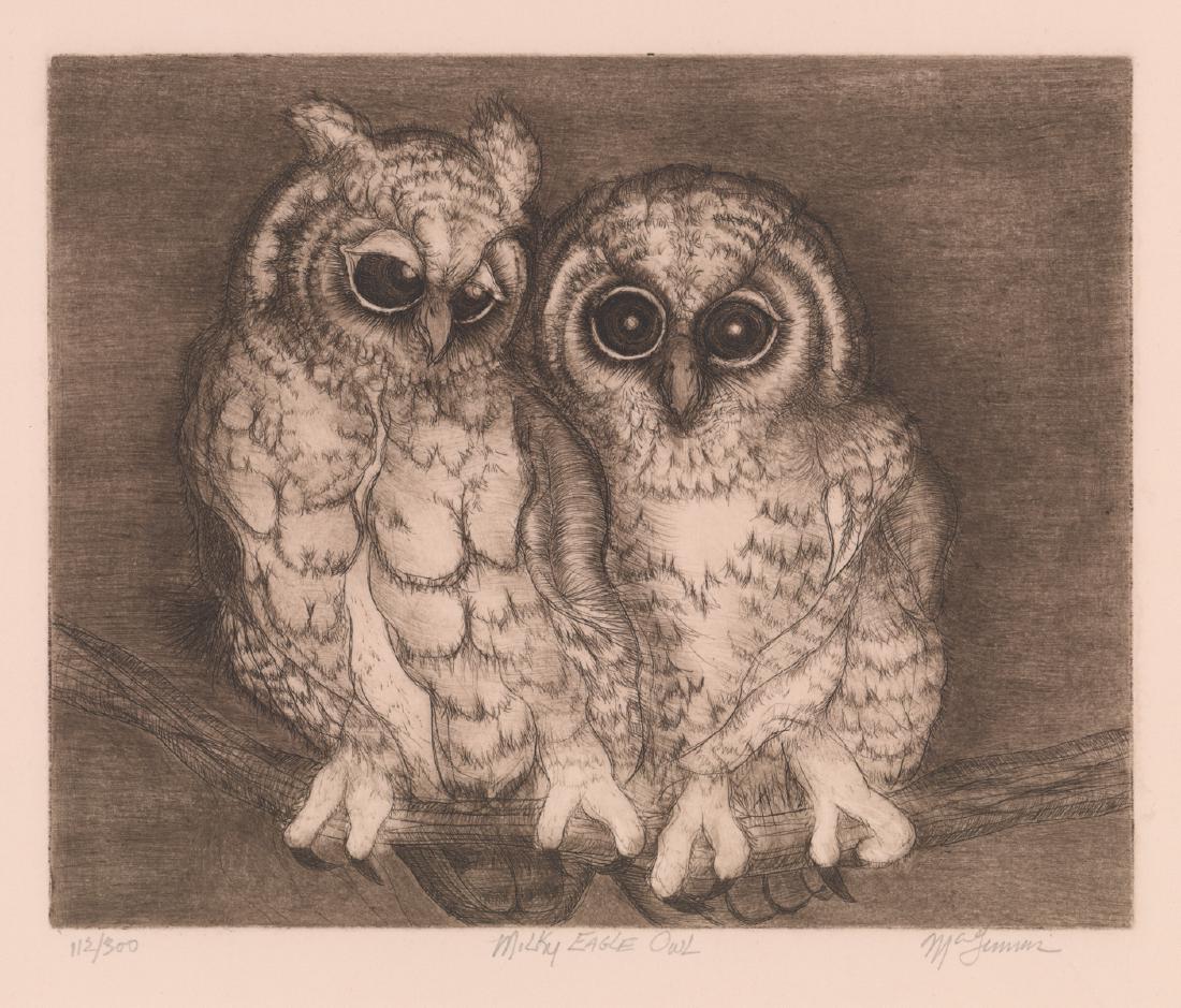 Sheila McGinnis Signed Etching [Owls] (1 of 6)
