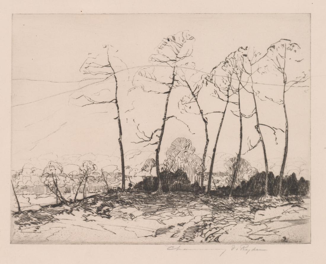 Chauncey Foster Ryder Etching [Mountain, Trees] (1 of 4)