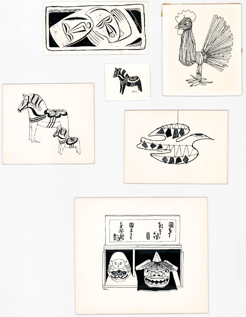 Six Berni Signed Drawings [Animals, Modern] (1 of 5)