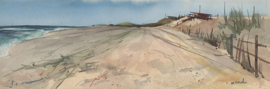Margery Soroka Signed Watercolor [Beach Scene] (1 of 4)