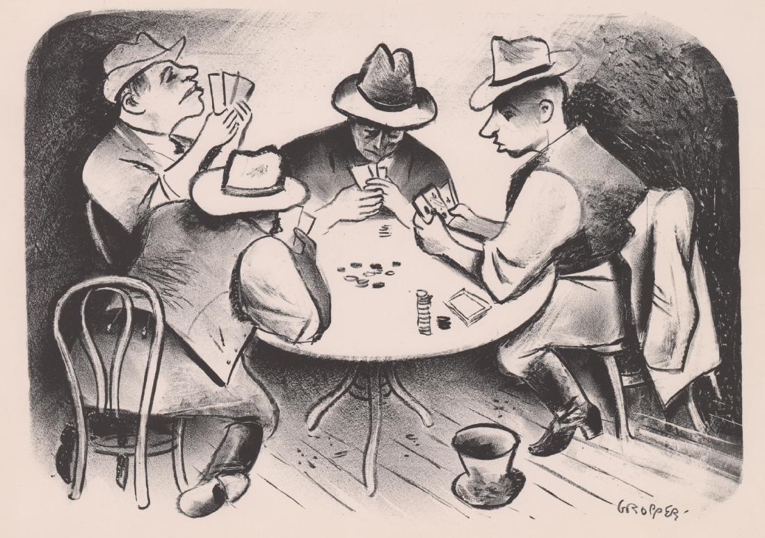 William Gropper Lithograph [WPA, Card Playing] (1 of 4)