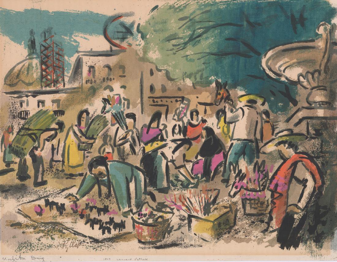 Leonard Pytlak Serigraph [Day of the Dead, Mexico]: Leonard Pytlak (New York, New Jersey b. 1910) signed color serigraph. Dated and signed '1949 Leonard Pytlak' in pencil lower center. Title 'La Mulita Day' in pencil lower left. In VG/EX condition, min