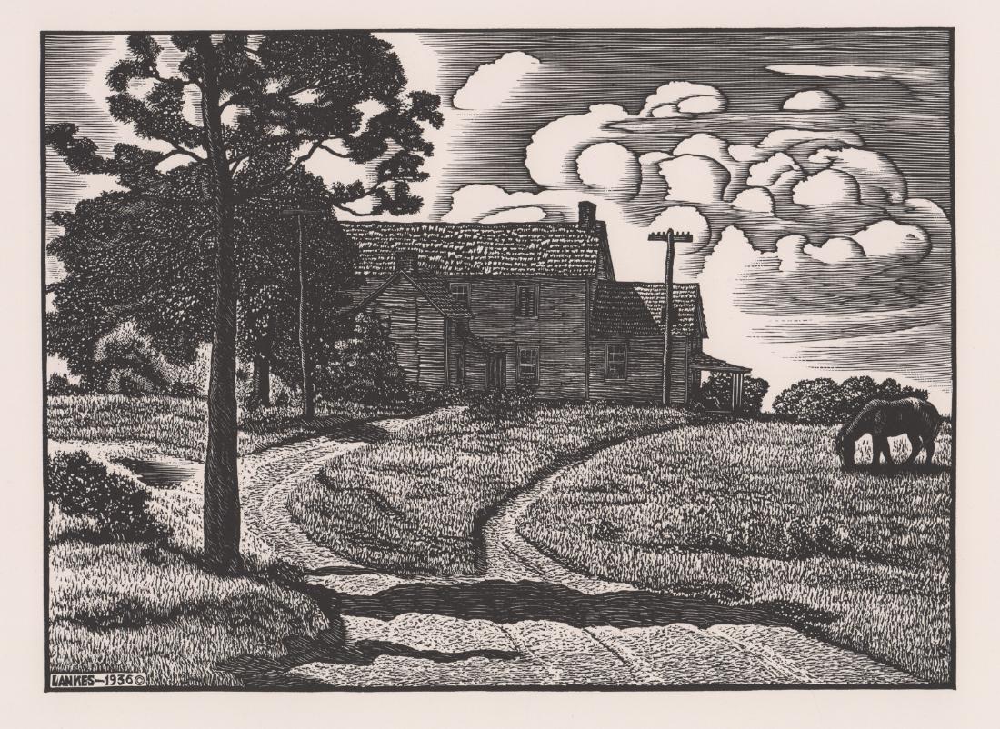 J. J. Lankes Woodcut [AAA, Farming Scene] (1 of 4)