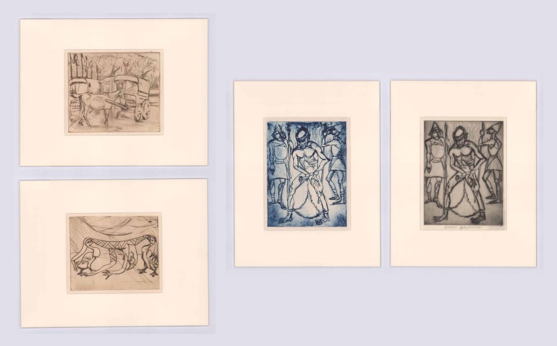 Four Enrico Glicenstein Etchings [Polish, Italian] (1 of 14)