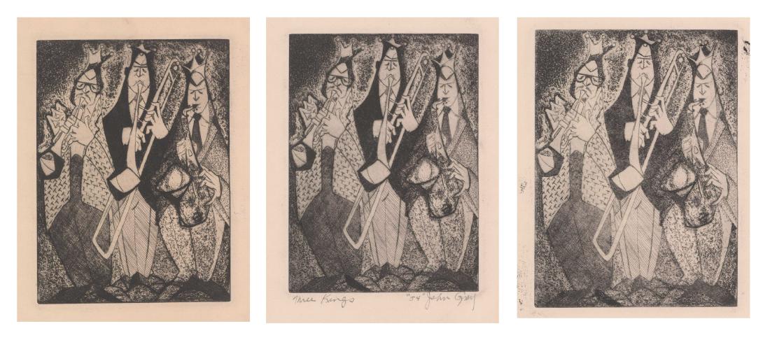 Three John Gray Etchings [Musicians, Jazz] (1 of 10)
