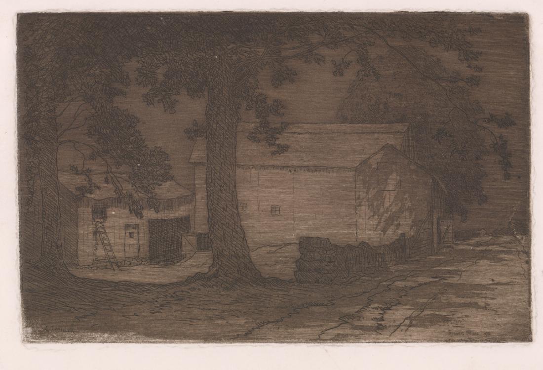Unsigned Etching [Farm House] (1 of 2)