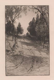 James D. Smillie Etching [Landscape, Rural Road]: James David Smillie (New York 1833 - 1909) etching. Artist monogram and surname 'JS Smillie' in plate lower left. Number 'No. 10' in plate lower right. Measures 11.625-in. x 8.625-in. sheet size. Imag