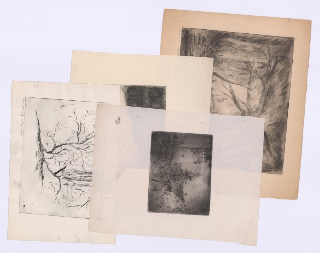 Group of Roy C. W. Fox Etchings [Barns, Trees] (1 of 5)