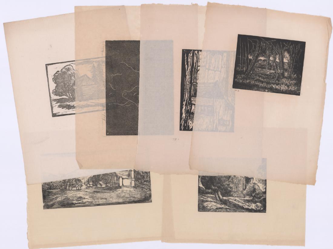 Group of Roy C. W. Fox Woodcuts [Barns, Horse] (1 of 7)