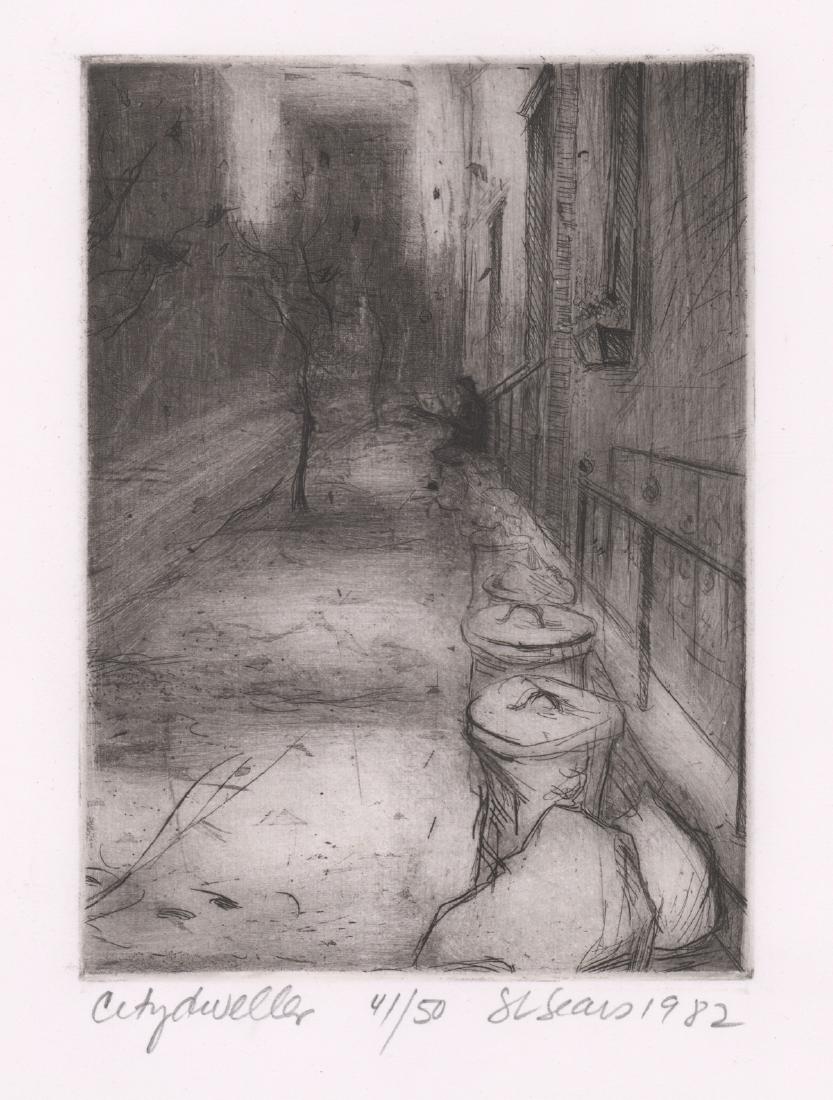 Sara Sears Signed Etching [Street Scene] (1 of 4)