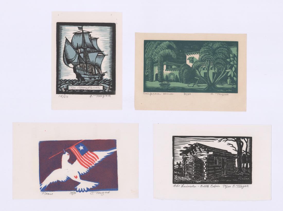 Charles Turzak Signed Woodcuts [Boat, Landmark] (1 of 6)